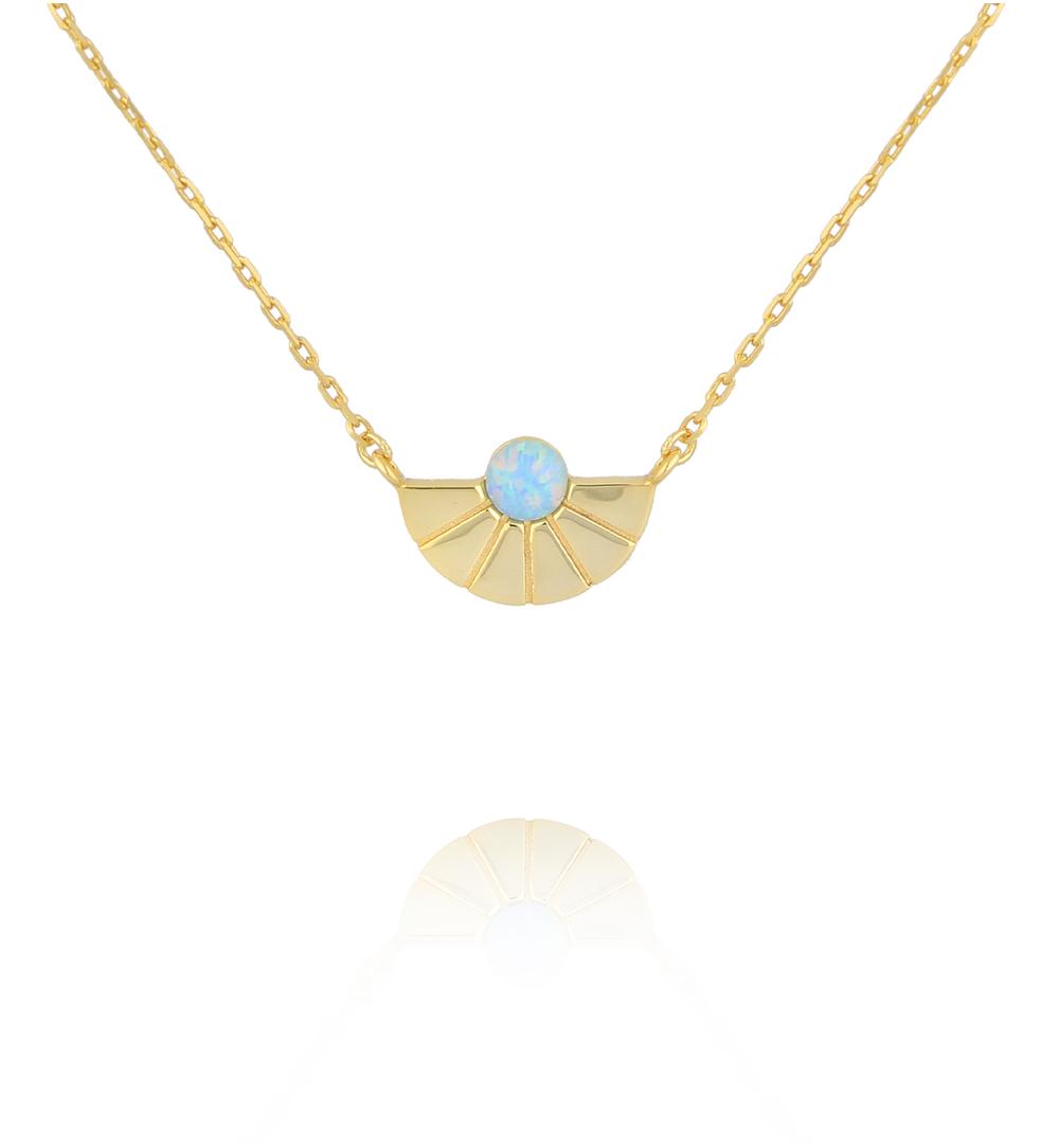 Naszyjnik ze złotą zawieszką i opalem NCA0089