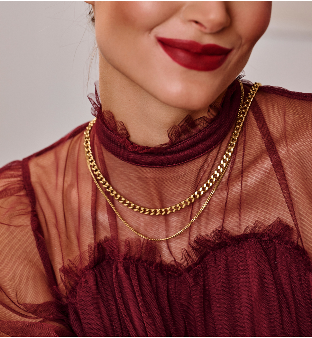 Naszyjnik podwójny złoty – połączenie chain & subtelnego łańcuszka NSY0588