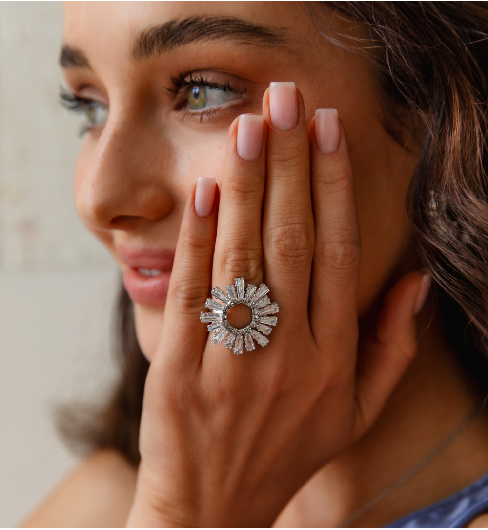 Pierścionek srebrny z kryształkami Samantha PSS0203