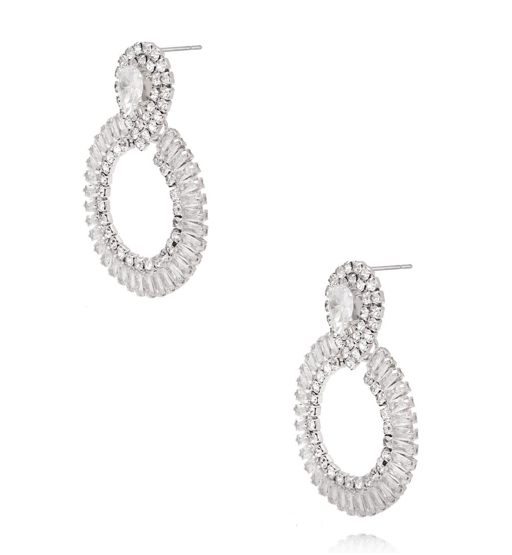 Kolczyki koła z cyrkoniami srebrne KLU0195