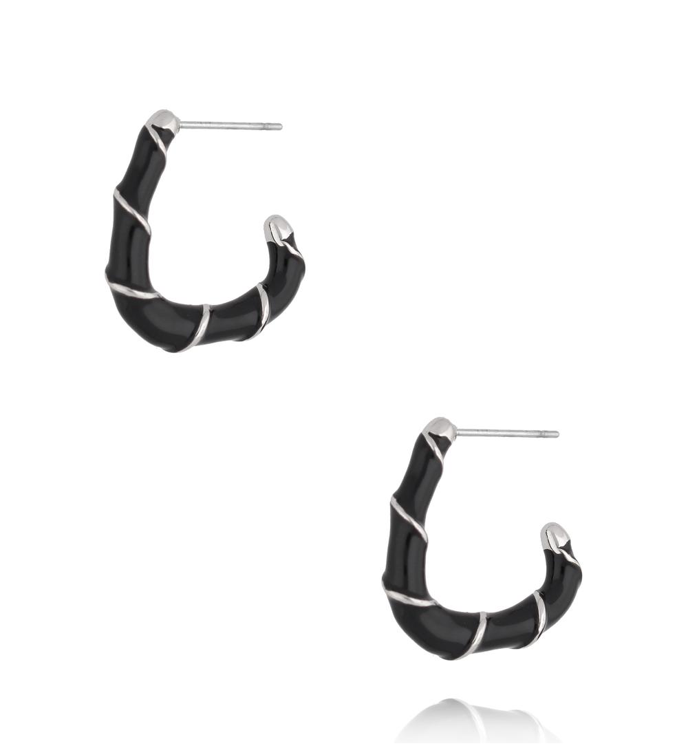 Kolczyki emaliowane czarne KSY0224