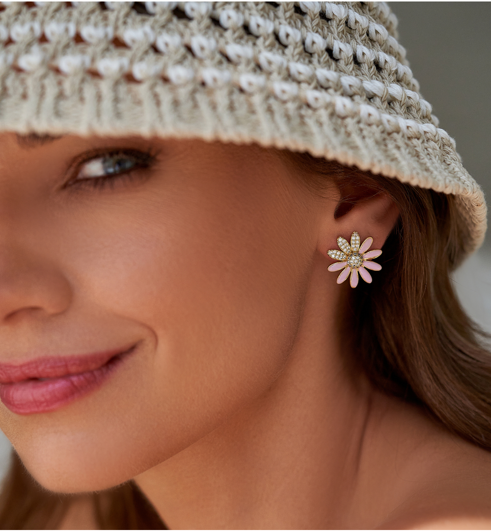 Kolczyki z różowymi kwiatuszkami Fleur Rose KSS1473