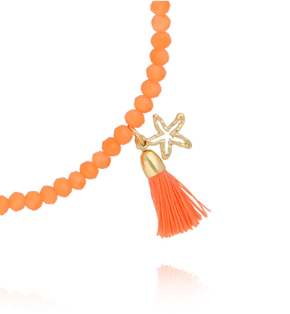 Bransoletka na nogę Bransoletka z pomarańczowych koralików z chwostem i rozgwiazdą  BNSH0007