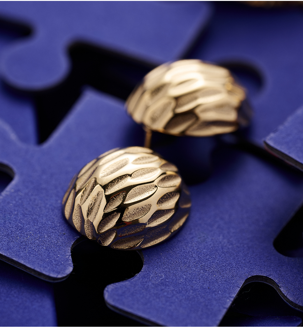 Kolczyki sztyfty kule złote młotkowane KSY0394