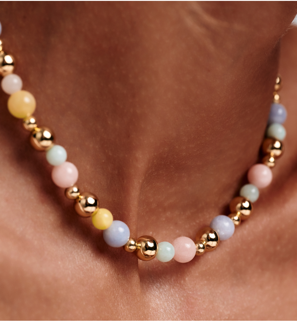 Naszyjnik pastelowy z jadeitami NSC0607