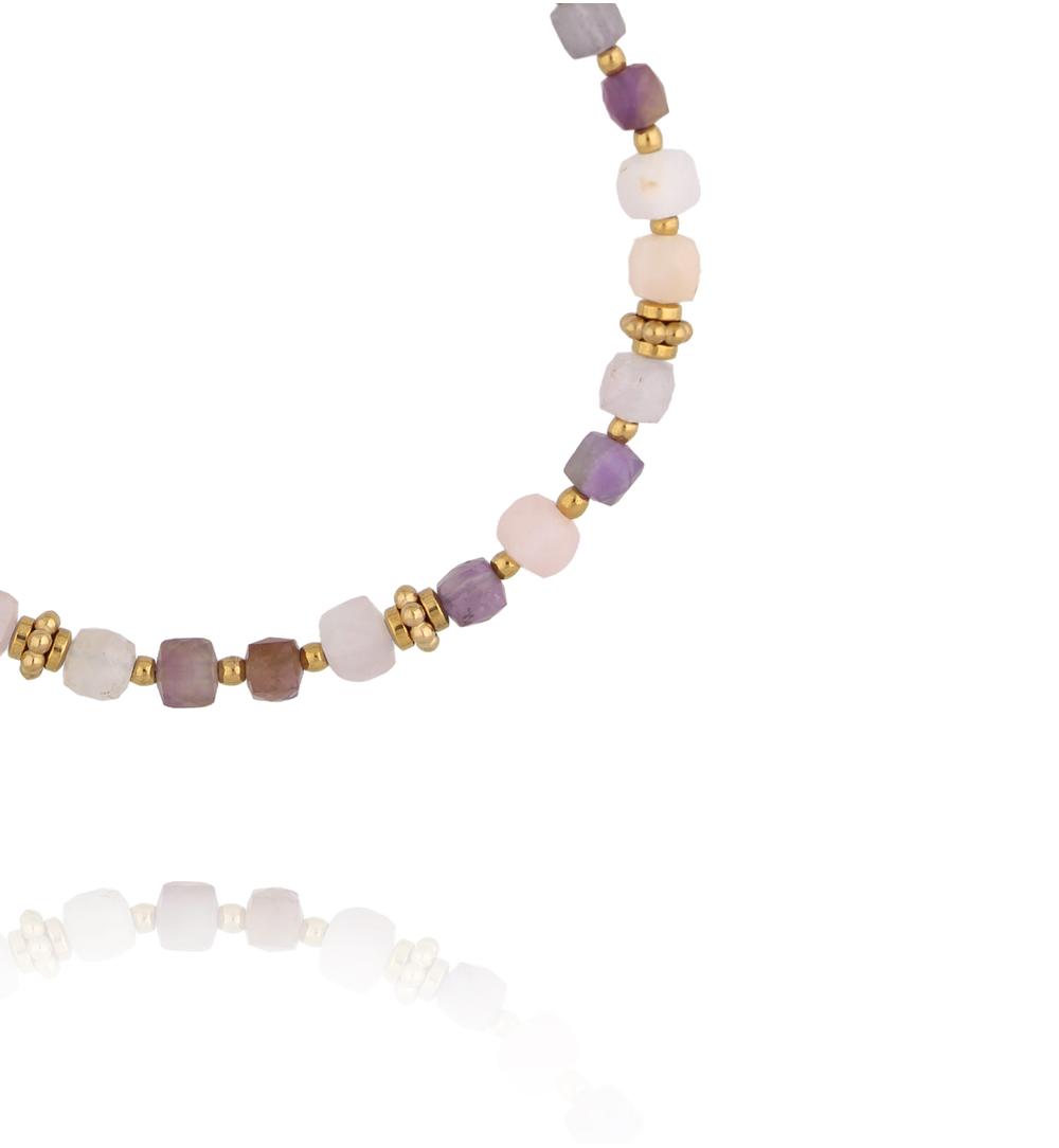 Bransoletka z kunzytem i ametystem BEA0078