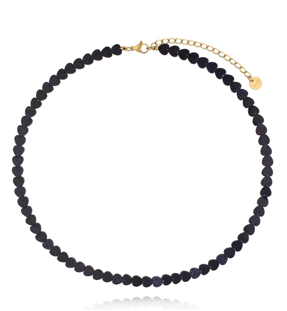 Zestaw dwóch naszyjników z granatowych i niebieskich serc ZN0183