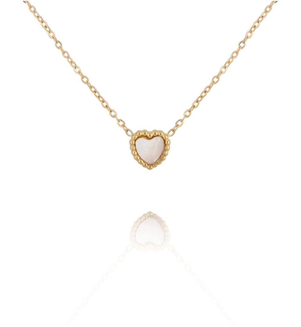 Naszyjnik z sercem z masy perłowej NSY0772