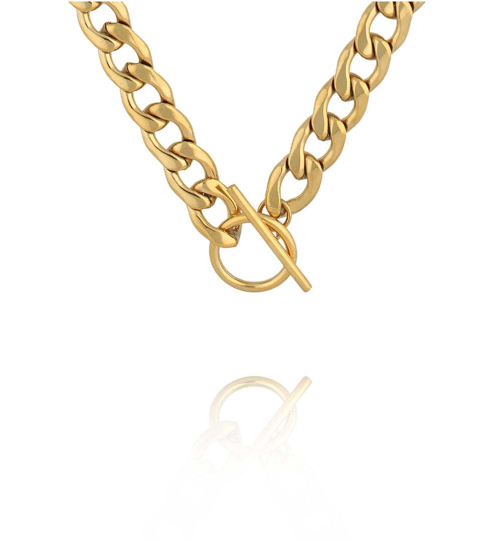 Naszyjnik typu curb w kolorze złotym NSY0587