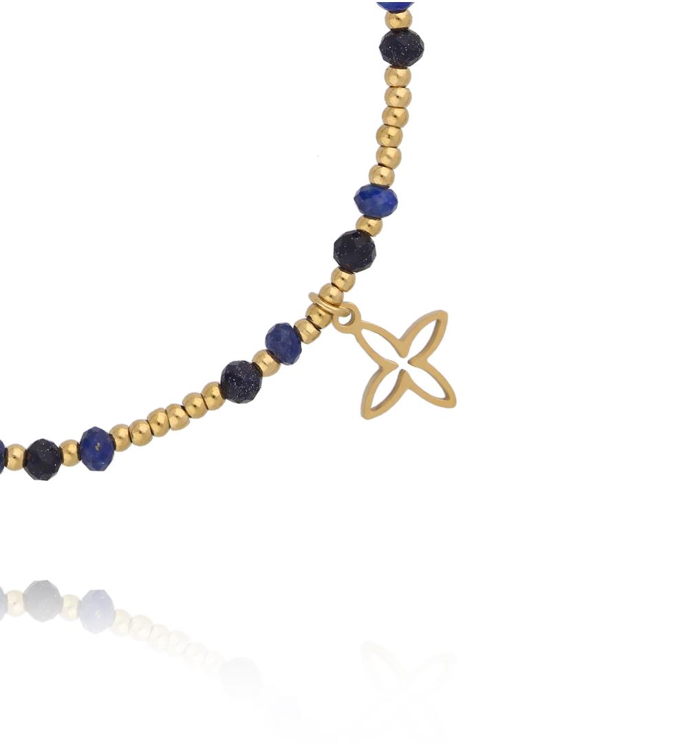 Bransoletka z lapisu lazuli i blue sand z krzyżykiem BTW3502