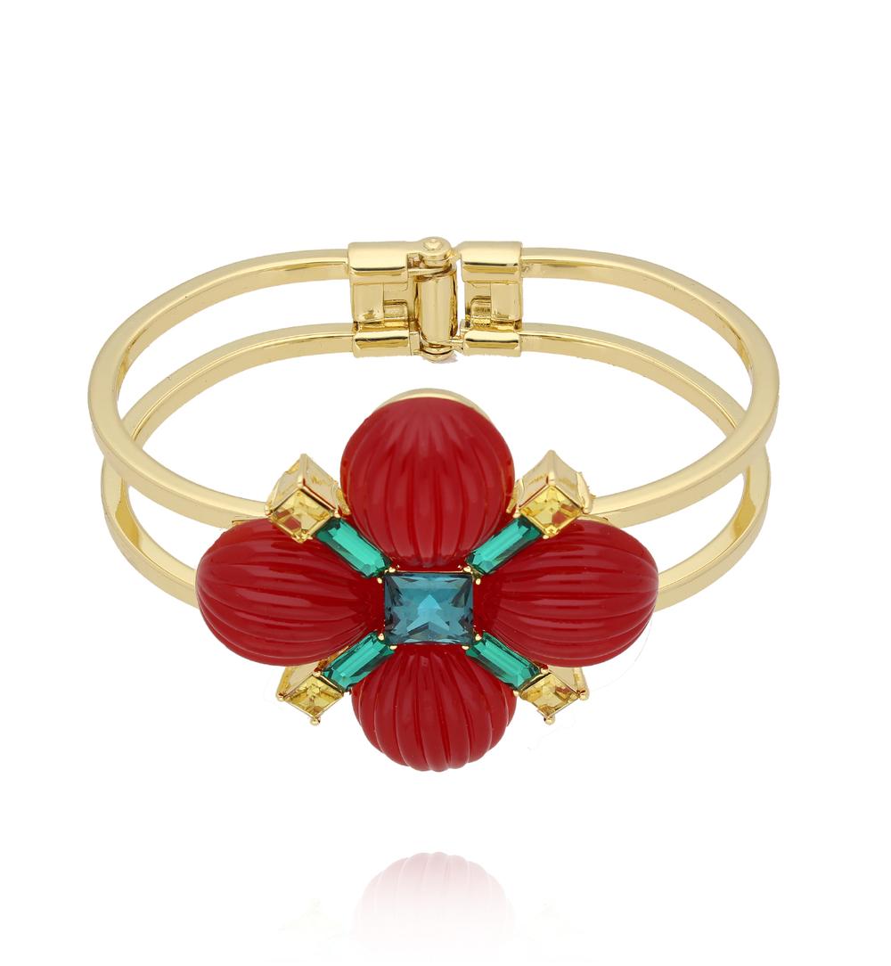 Zestaw biżuterii z czerwonym motywem kwiatowym ZN0161