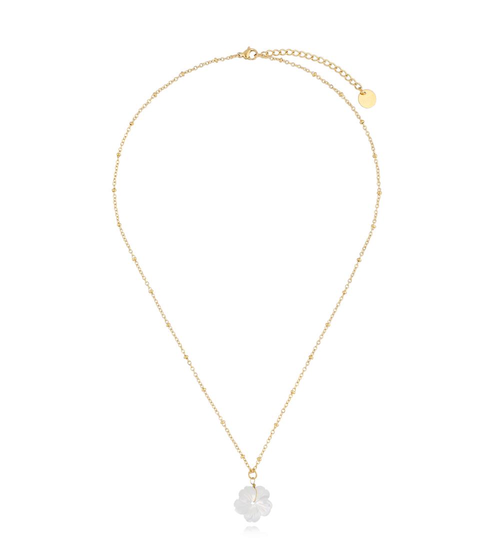 Naszyjnik z białym kwiatuszkiem White Flower NSC0357