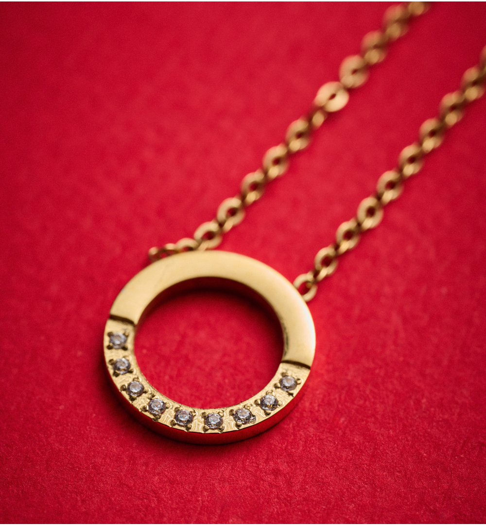 Zestaw biżuterii złoconej z motywem koła ZN0050