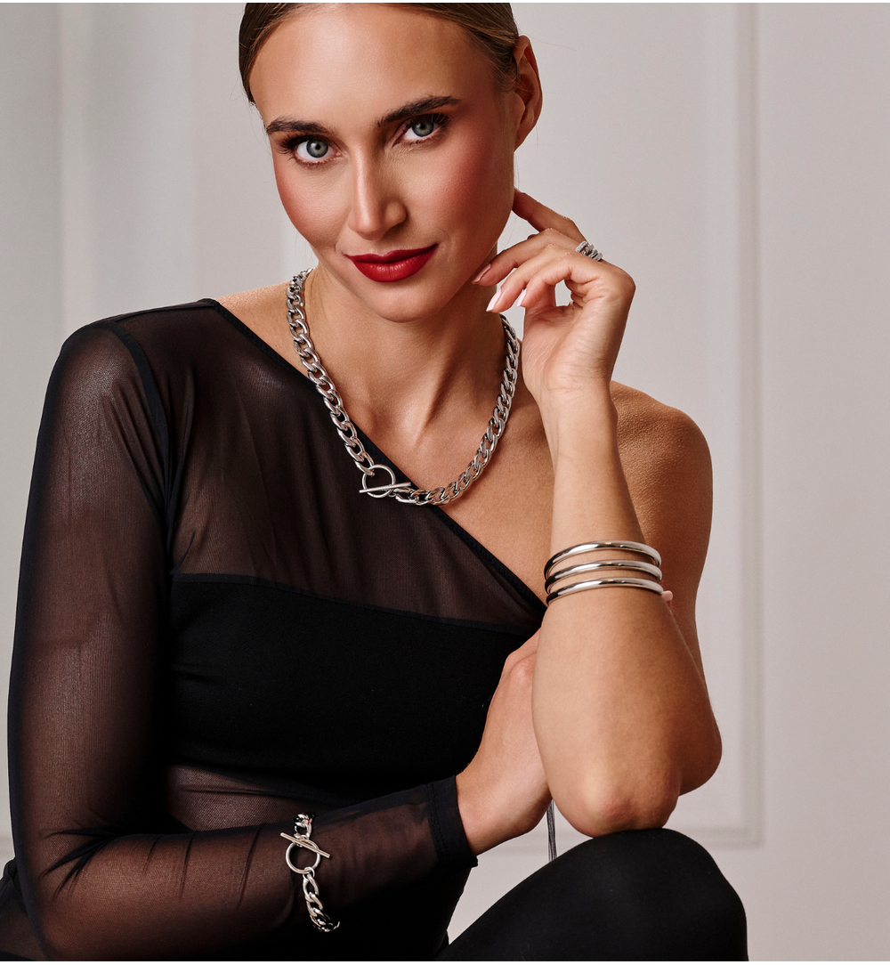 Bransoletka obręcz srebrna potrójna BSY0467