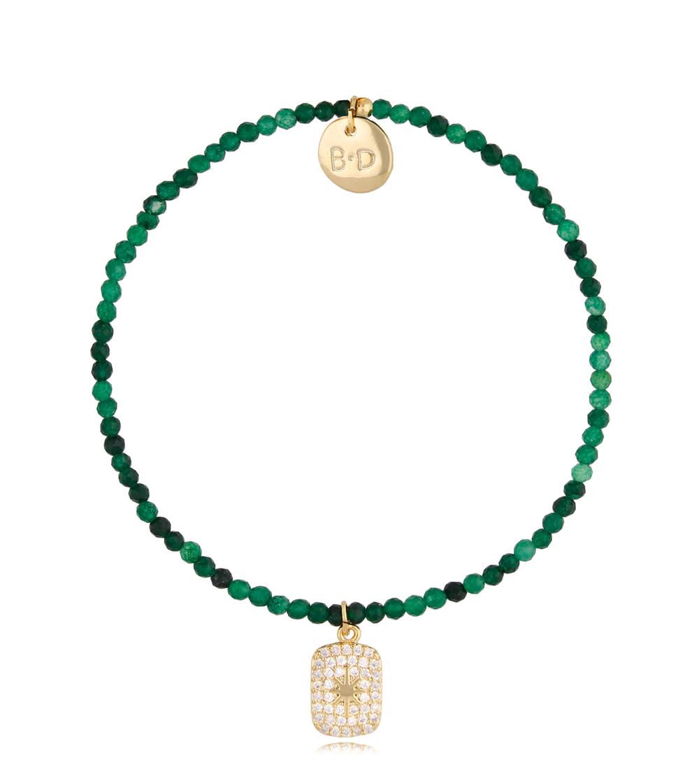 Bransoletka z zielonymi agatami i zawieszką Lifestyle BTW1137