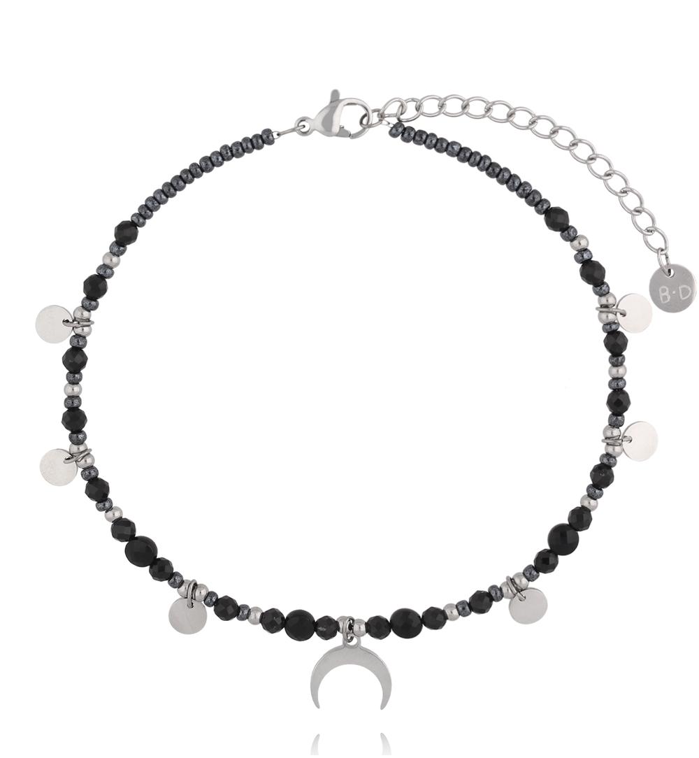 Bransoletka na nogę czarna z księżycem BNTW0105