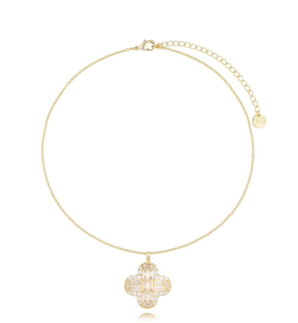 Naszyjnik złoty z kryształową koniczynką Cristal Clover NS0262