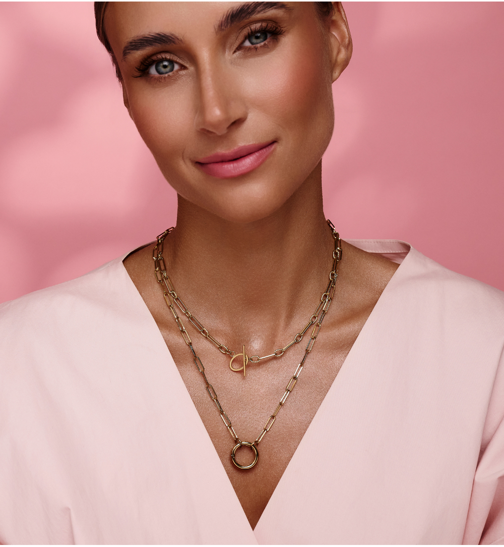 Naszyjnik – złoty łańcuch z zapięciem typu toggle NEA0043