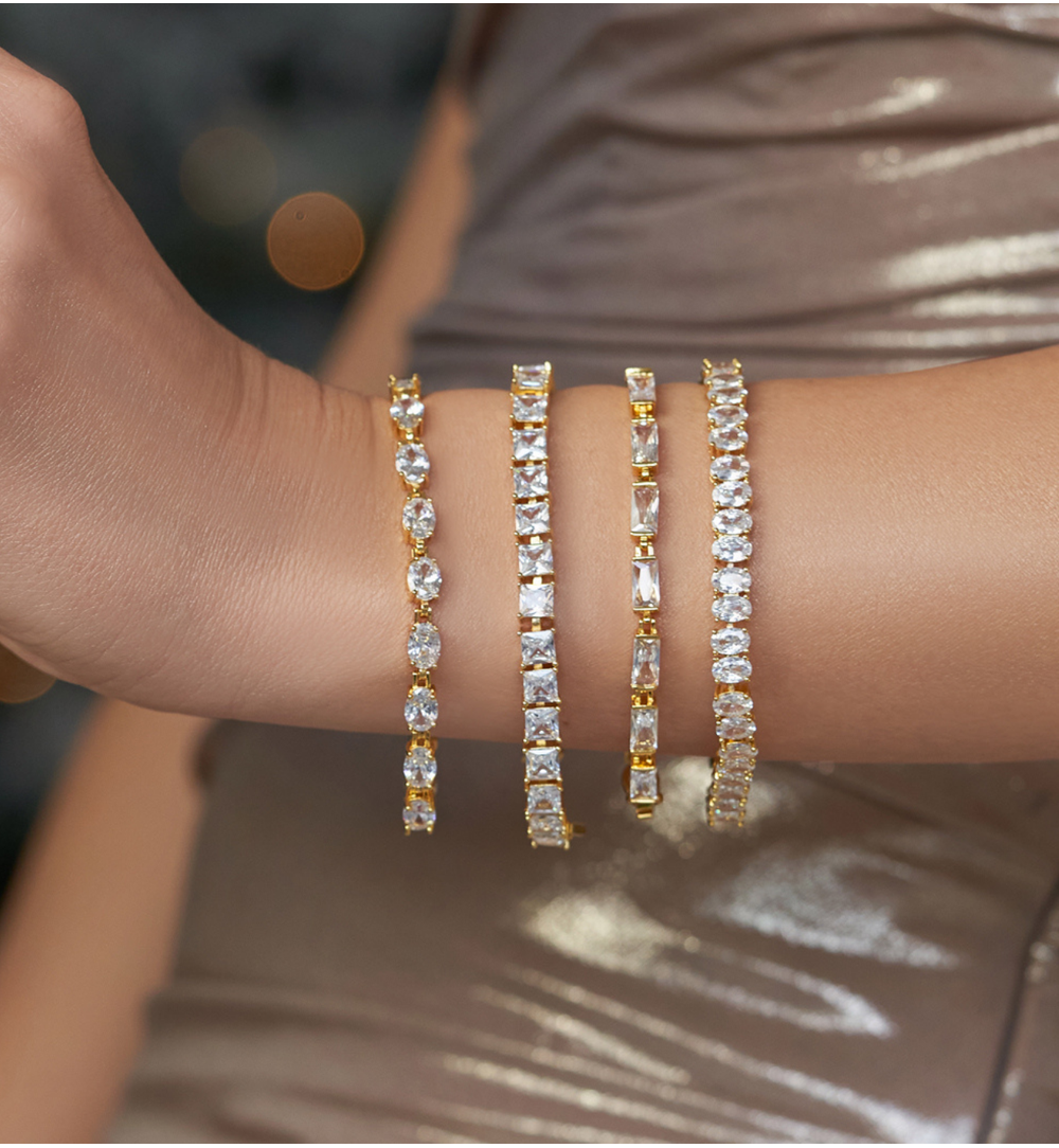 Bransoletka złota z kryształkami Gold Oblong BSS0125