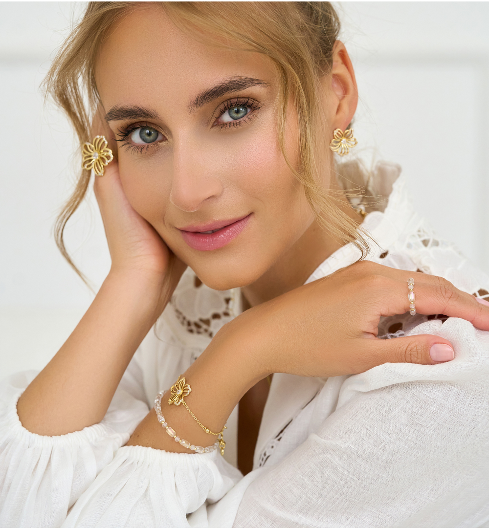 Kolczyki złote z kwiatkami Sunlit Blossom KRG1042
