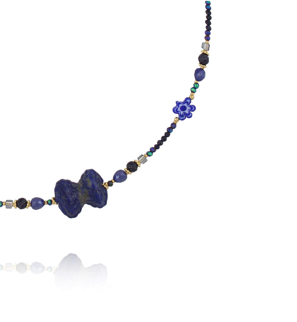 Naszyjnik z lapisami i kokardką NPA1560