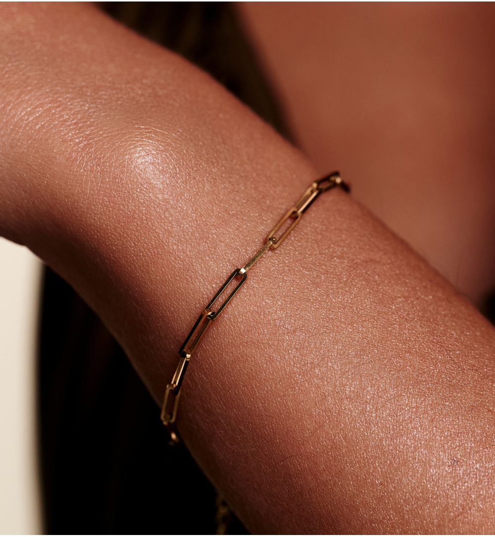 Bransoletka z prostokątnych ogniw ze stali szlachetnej złota BSY0553