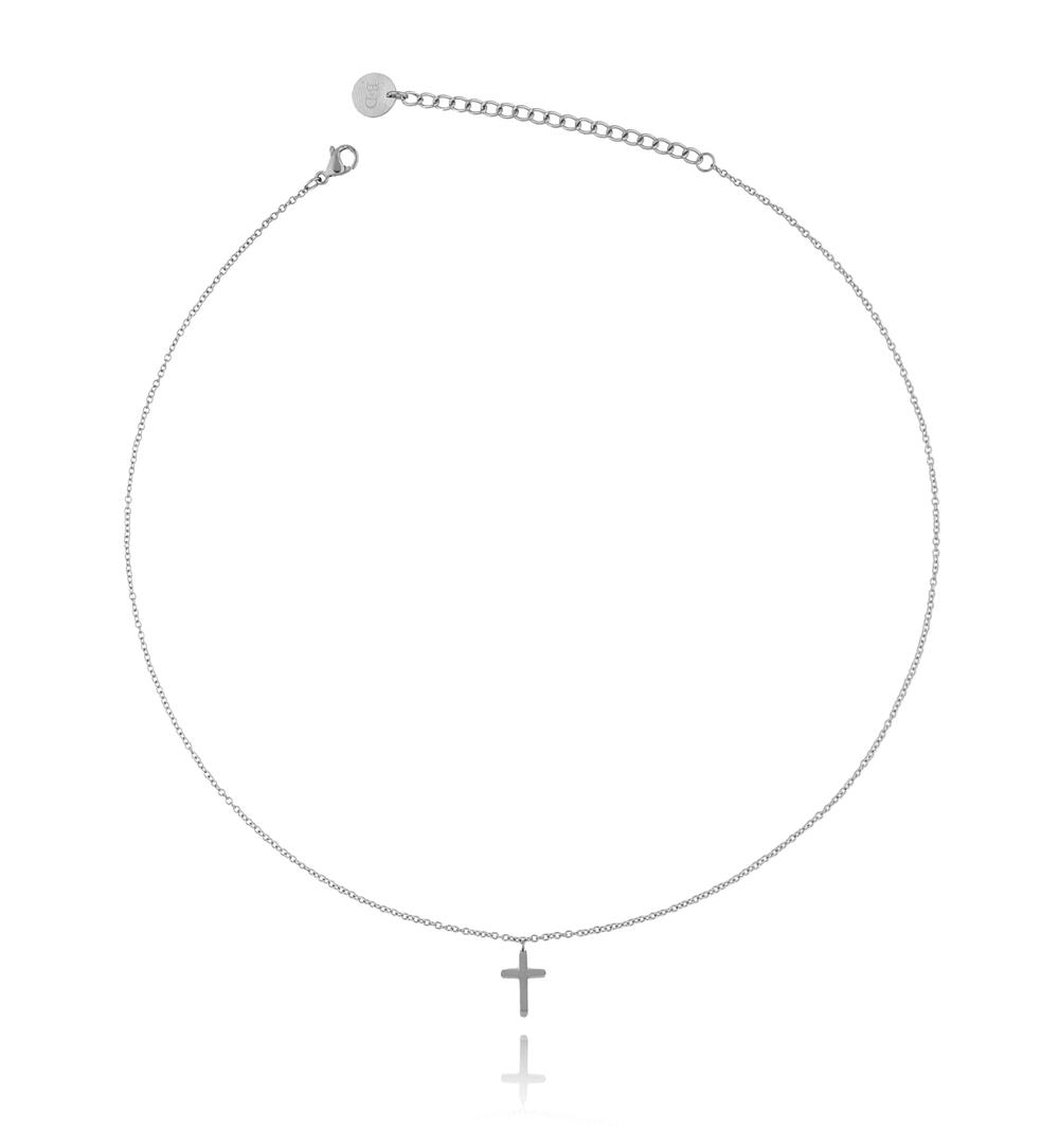 Naszyjnik srebrny z krzyżykiem ze stali szlachetnej NSA0120