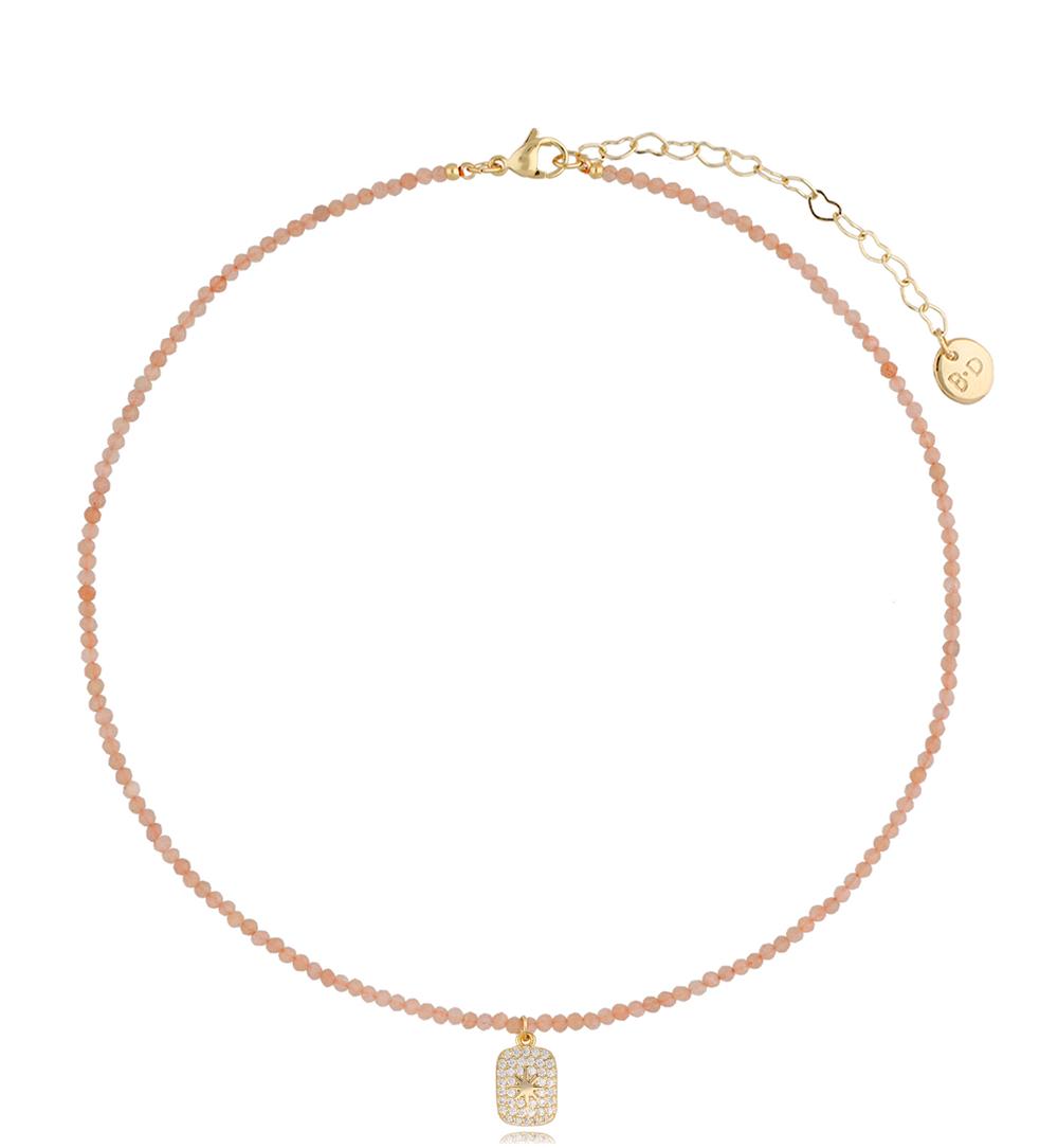 Naszyjnik z kamieniem słonecznym i złotą zawieszką Lifestyle NTW0615