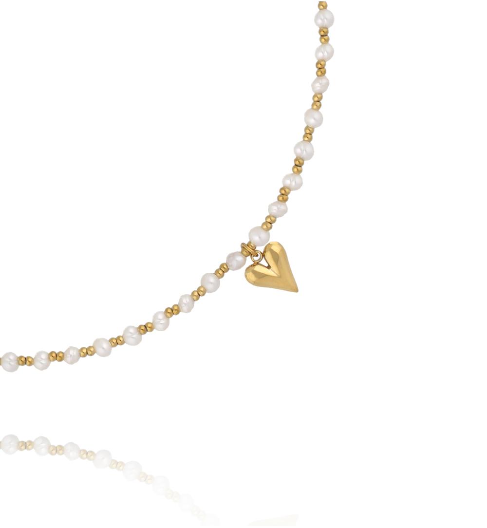 Naszyjnik z pereł z zawieszką w kształcie serca NPE0373