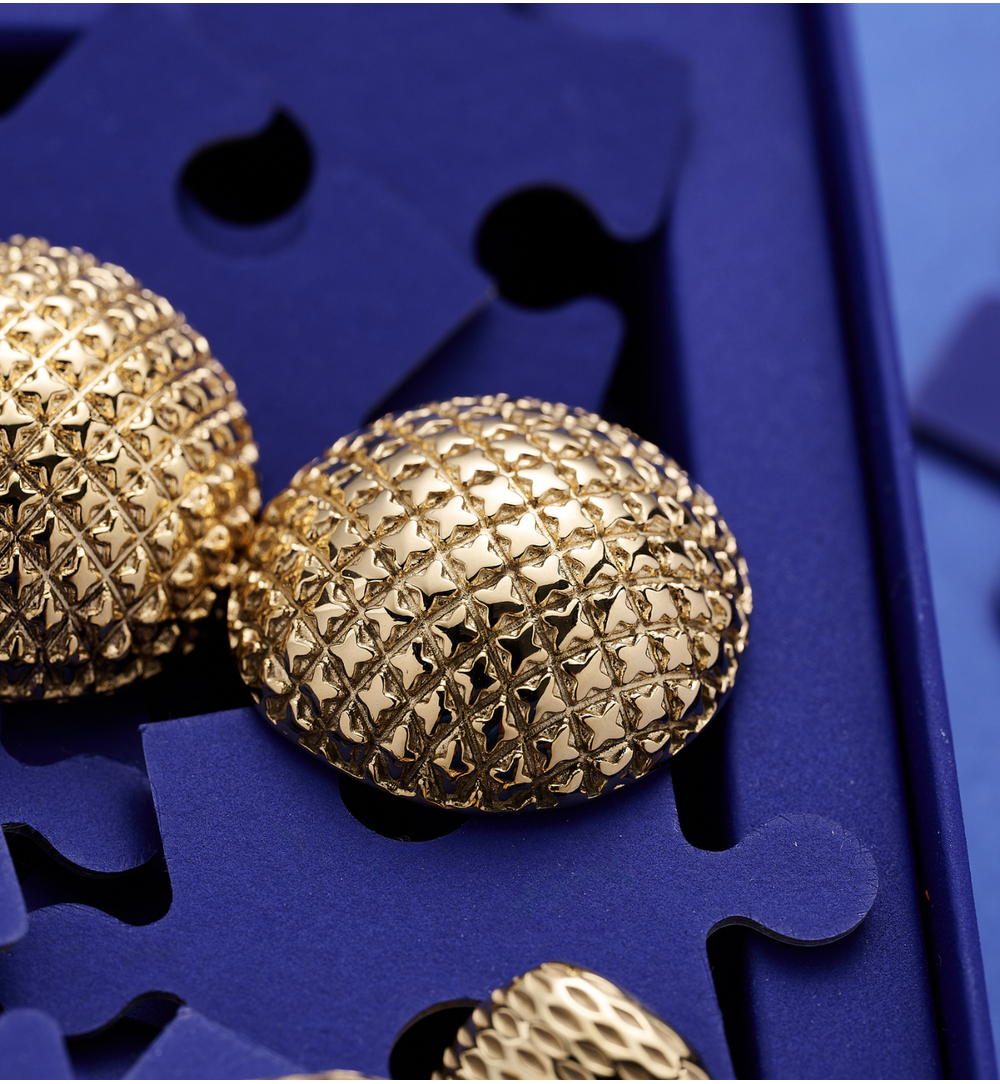 Kolczyki okrągłe fakturowane złote KSY0396