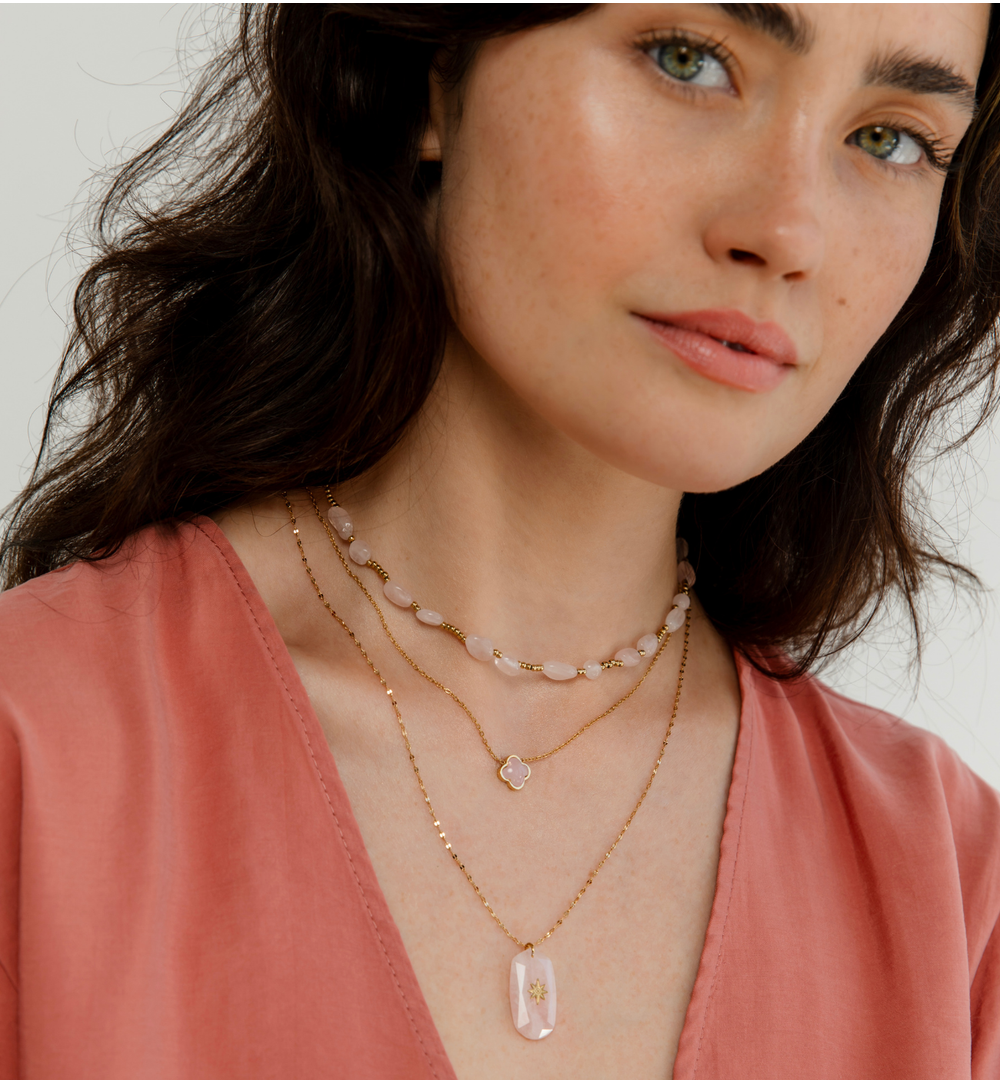 Zestaw naszyjników z kwarcem różowym Pink Quartz Z0228