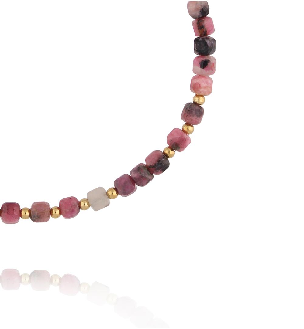 Bransoletka z fasetowanymi rodonitami  BPA0752