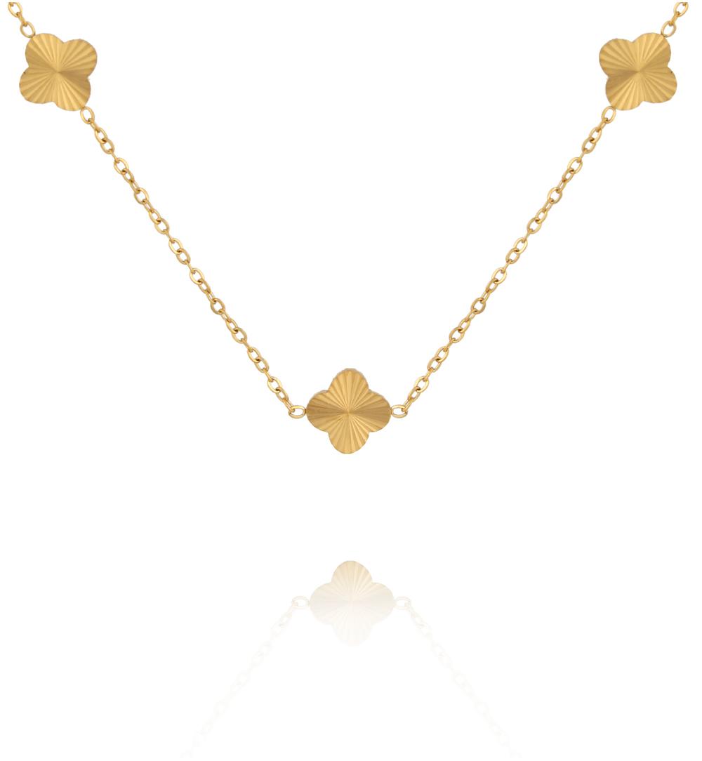 Naszyjnik z subtelnymi koniczynkami w kolorze złota NSY0882