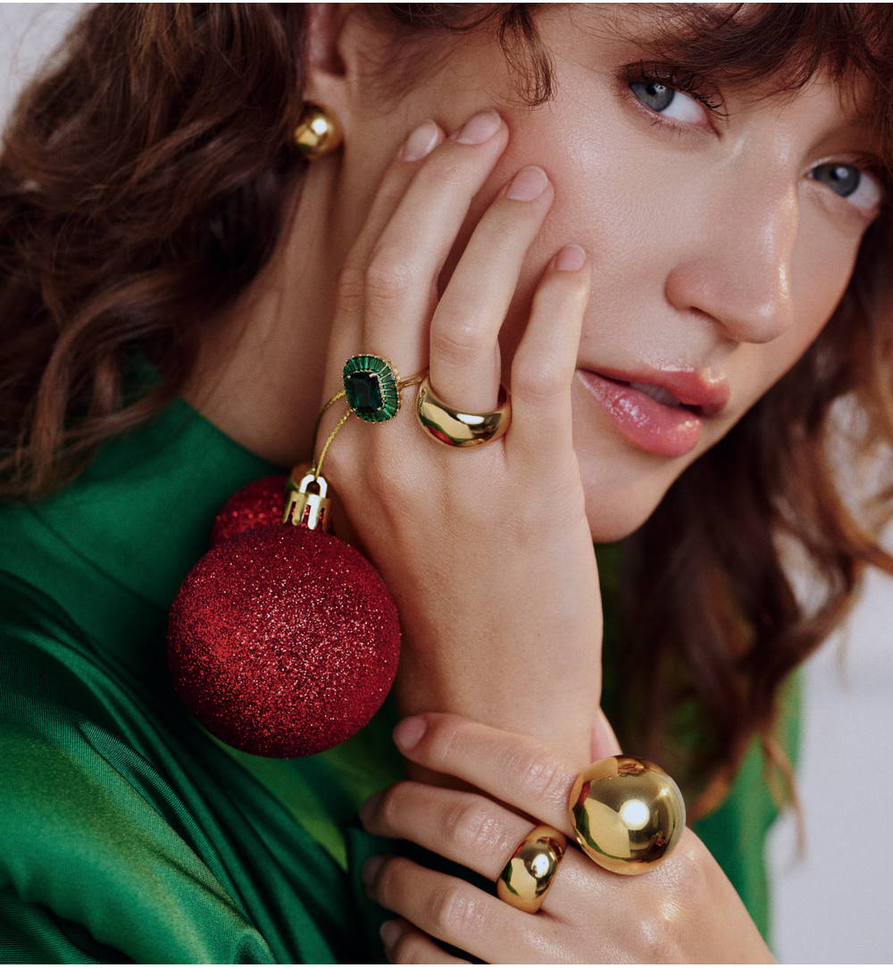 Pierścionek z półkulą złoty duży Geometric Harmony PSA0977