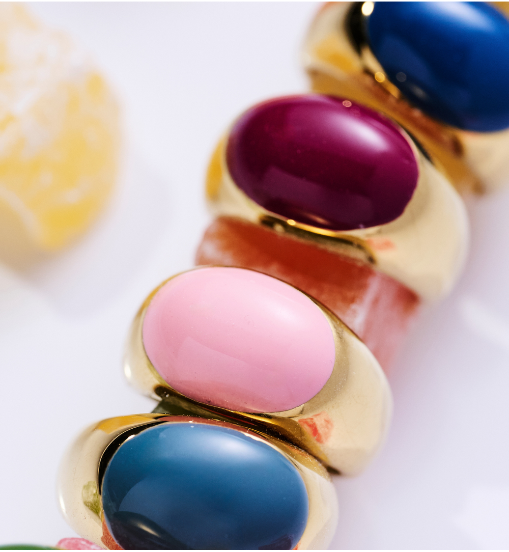 Pierścionek z jasnoróżową emalią PSA1229