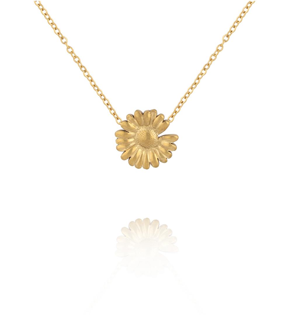 Naszyjnik z kwiatową zawieszką w kolorze złota NSY0927