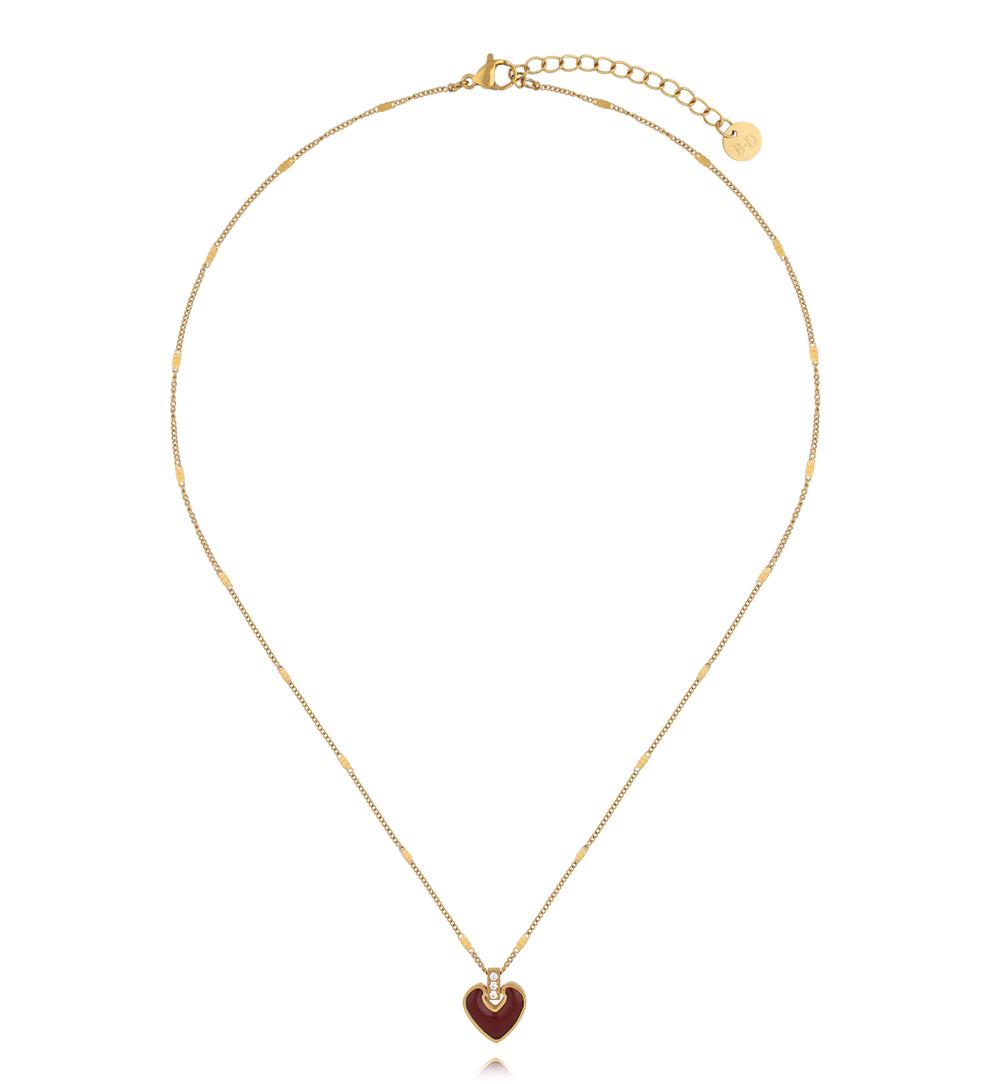 Naszyjnik dwustronny z emaliowanym sercem i cyrkoniami NSY0837