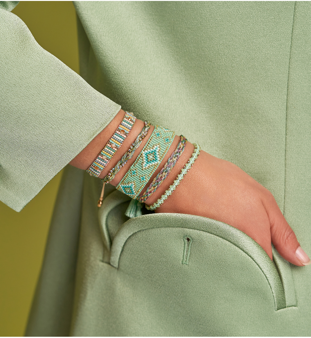 Bransoletka turkusowa z kryształkami pleciona Moonlit BSC1904