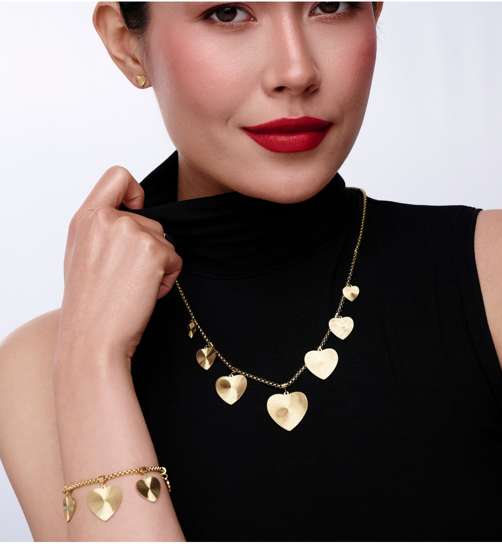 Naszyjnik z sercami złoty NEA0038