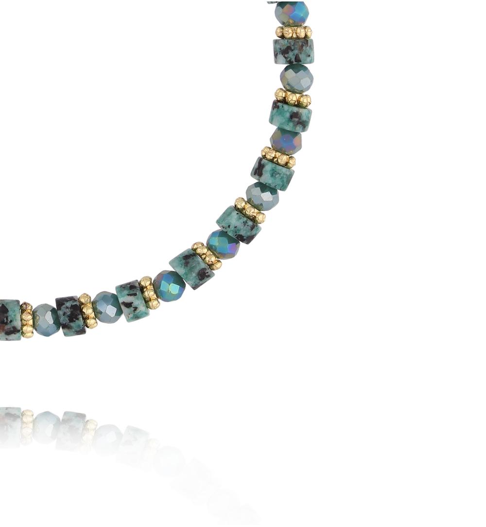 Bransoletka z turkusowego agatu i szklanych koralików BTW3626