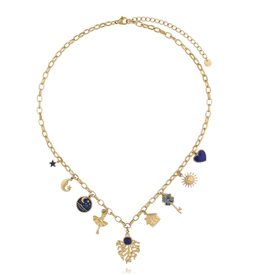 Naszyjnik ze złotymi zawieszkami NSY0733