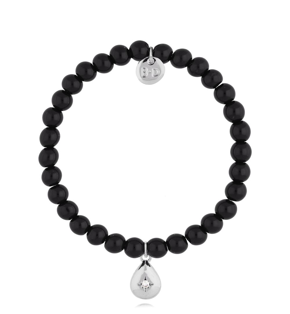 Bransoletka z czarnymi agatami Renee BPA0398