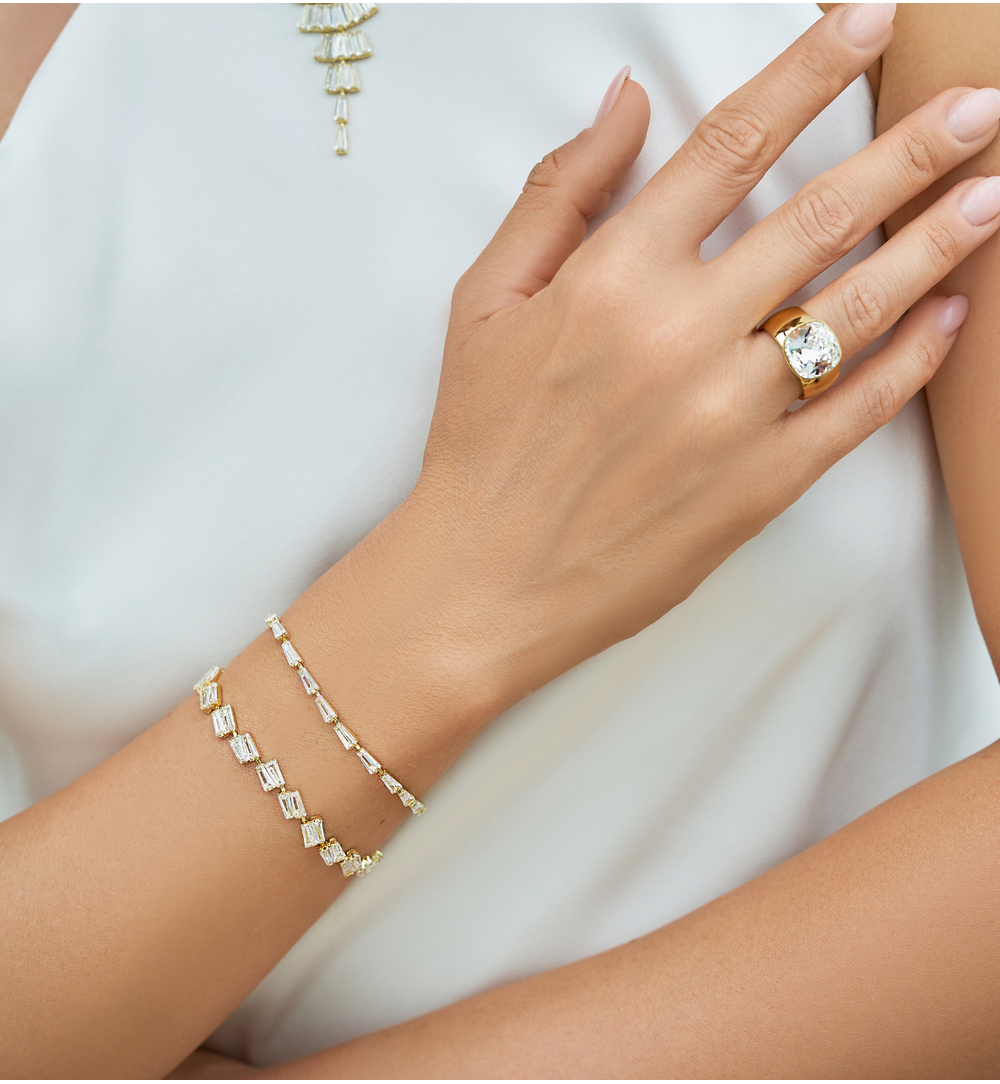 Pierścionek złoty z kryształem Glisser PSA0859