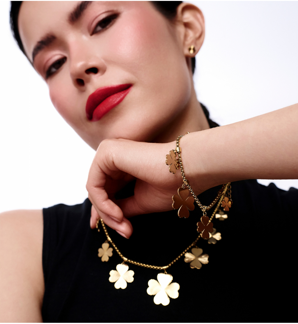 Naszyjnik z koniczynkami złoty NEA0039