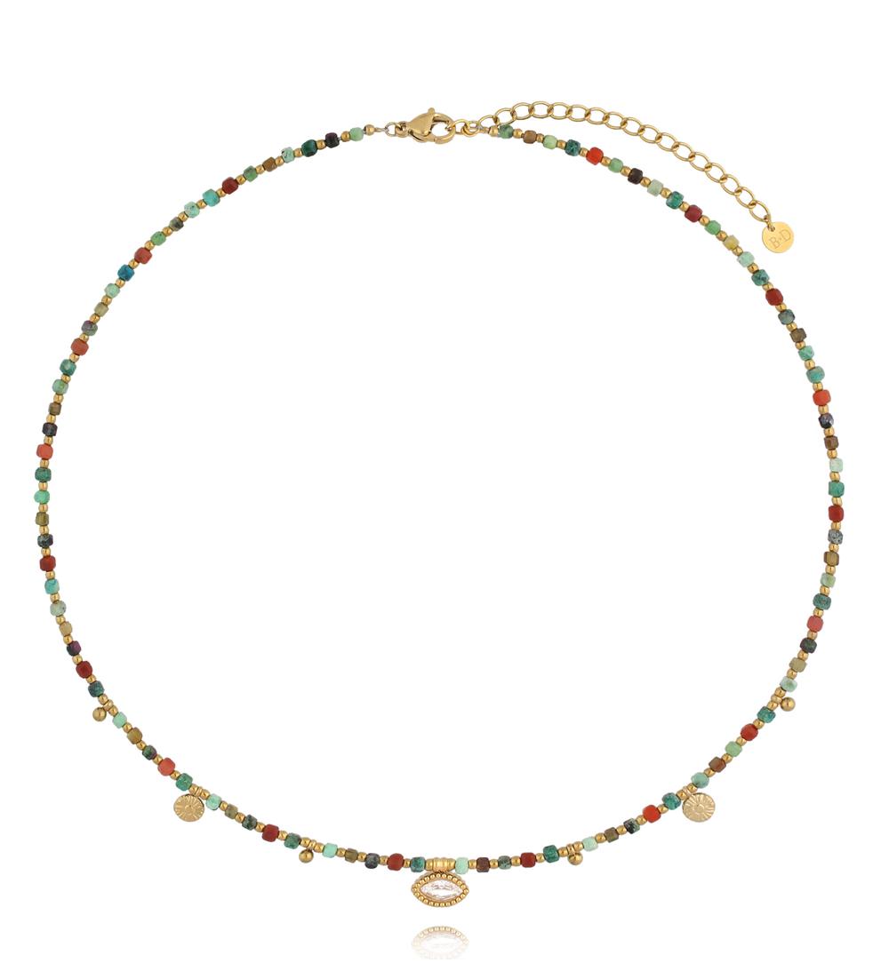 Naszyjnik z kolorowych kamieni z zawieszką NTW1583