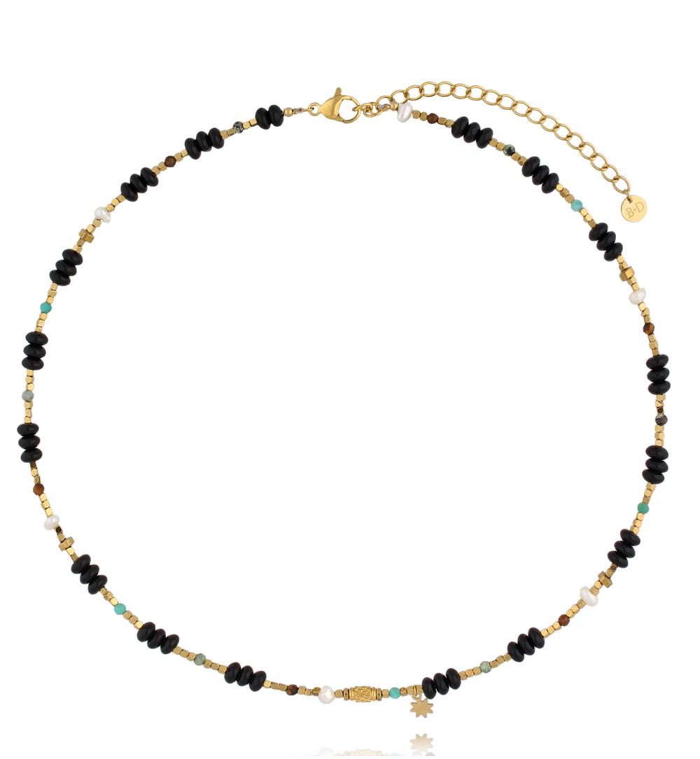 Zestaw naszyjników z czarnych kamieni naturalnych ZN0192