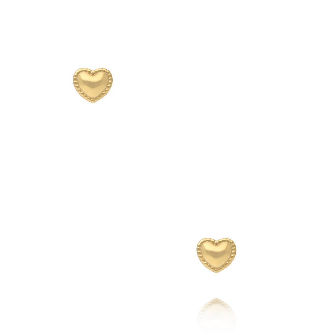 Kolczyki wkrętki serduszka ze stali szlachetnej w złotym wykończeniu KSY0611
