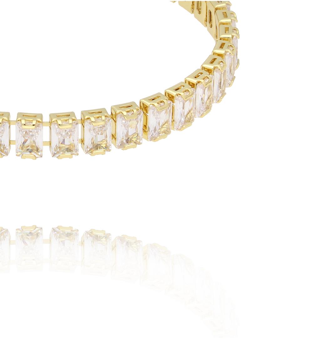 Bransoletka tenisowa z prostokątnymi kryształami BSS0286