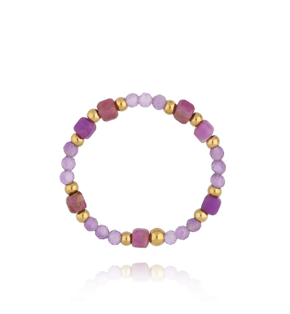Pierścionek z ametystami i fosforytami Heather PSC0576
