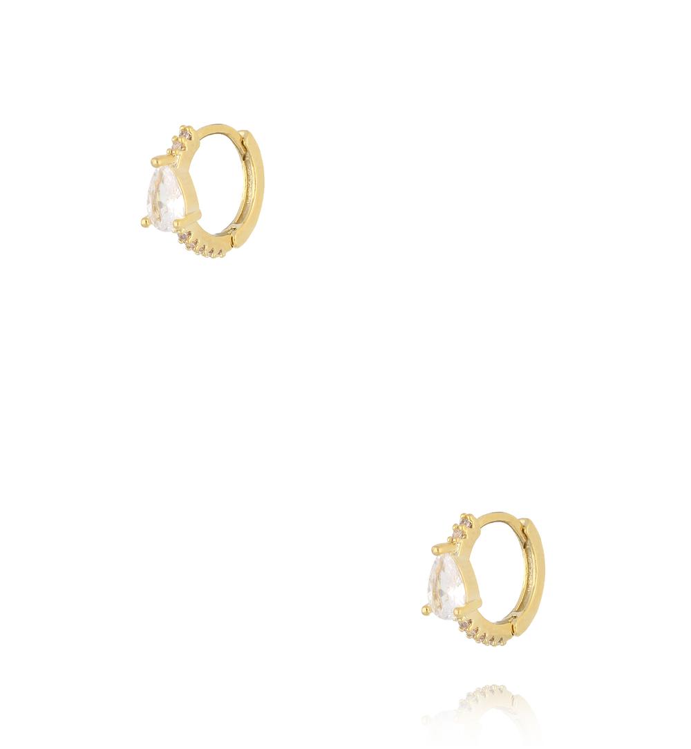 Zestaw złoconych kolczyków z kryształową łezką KMB0068